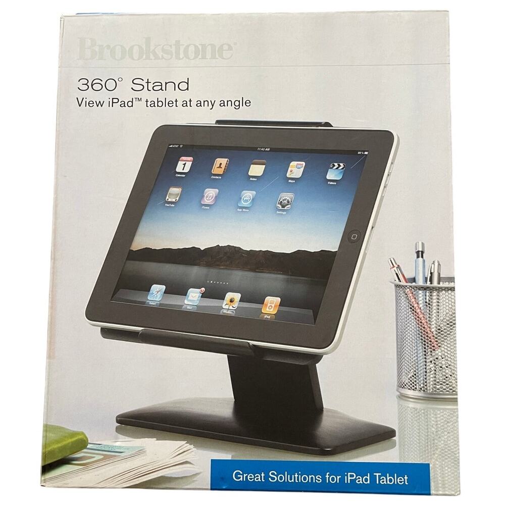 Brookstone 360° Adjustable iPad Tablet Stand View at Any Angle NEW